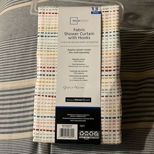 Shower curtain with hooks pin strip different colors Mainstays brand new